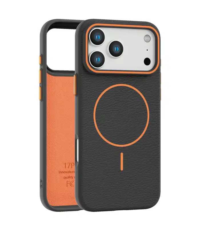 TPU Lederen Textuur Magnetische Hoes Voor Iphone 17 en 17 pro Case Zachte Kleurrijke Mobiele Achterkant Zwart