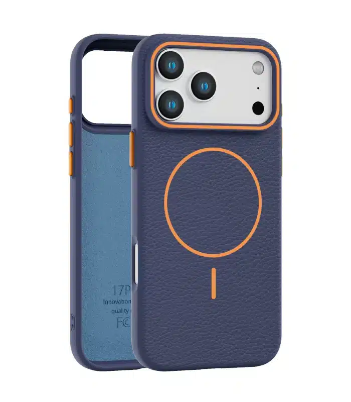 TPU Lederen Textuur Magnetische Hoes Voor Iphone 17 en 17 pro Case Zachte Kleurrijke Mobiele Achterkant blauw