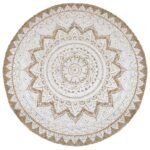 Tapijt Met Print Rond Gevlochten Jute