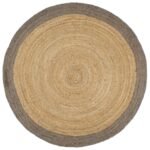 Vloerkleed Handgemaakt Met Grijze Rand Jute